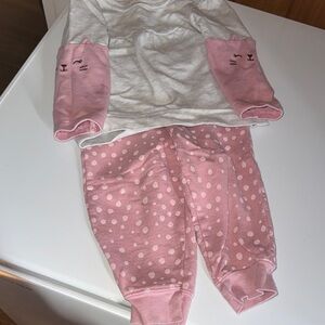 Carter's Pink and White Cat Pajama Set
